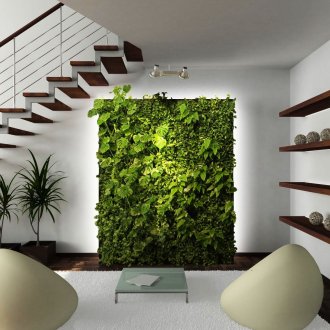 Fitostena с осветление в интериор