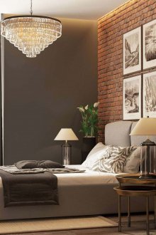 Червена тухла в интериора на модерна спалня