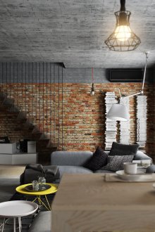 Тухла в дизайна на таванското помещение