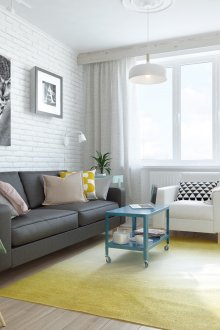 Бяла тухла в скандинавски интериор