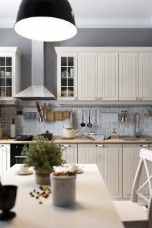 Сива тухла в интериора на кухнята