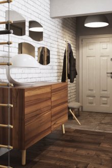 Бяла тухла в дизайна на коридора