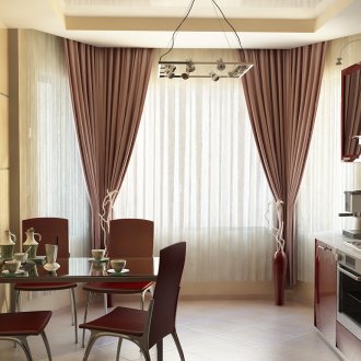 Hiasan tingkap dapur dengan langsir