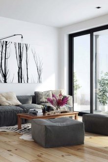 Сиви мебели за всекидневна в скандинавски стил