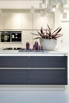 Large modern kitchen in black and white