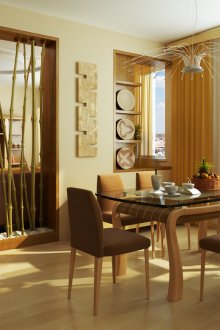 Dekorative Bambus-Trennwand und Lichtvorhänge