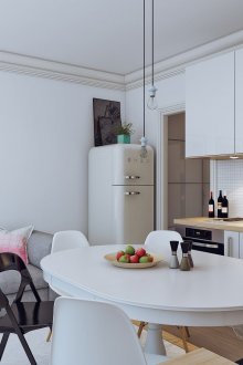 Helle Wände und Möbel