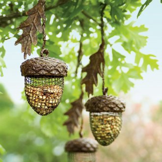 Хранилка за птици от жълъди