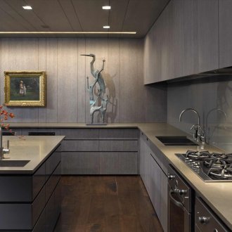 Монохромен сив дизайн на кухнята