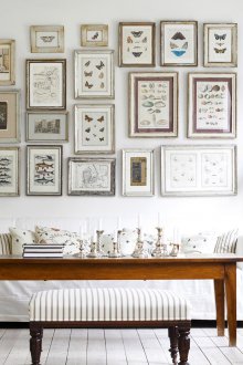 Хармонично подреждане на изображения на стената в хола