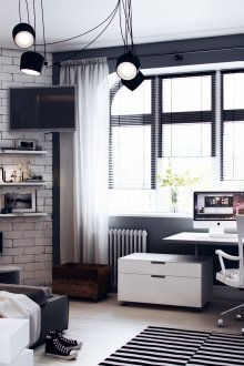 Stylish black and white room for a teenager boy