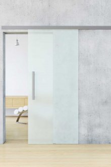 Бяла матирано стъклена врата