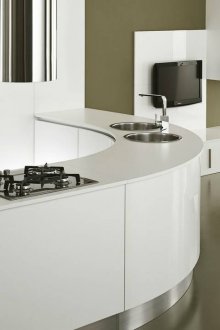 Полукръгъл брояч на бял бар