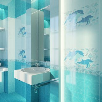 Синя плочка с делфини