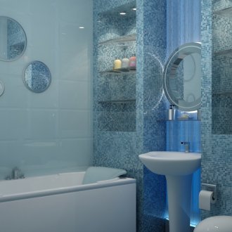 Синя мозайка в банята