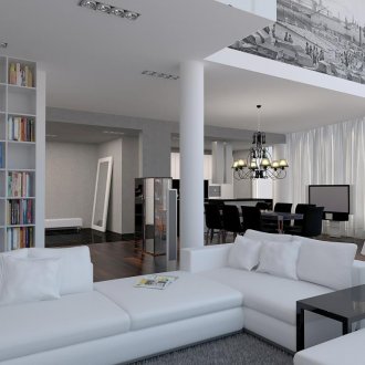 Монохромен интериор в стил конструктивизъм