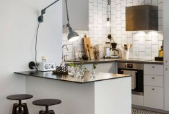 White kitchen with breakfast bar