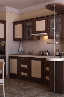 병 선반이 있는 주방 카운터