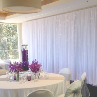 Плат с гирлянд на стената