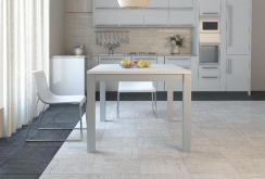 White porcelain tile in the kitchen