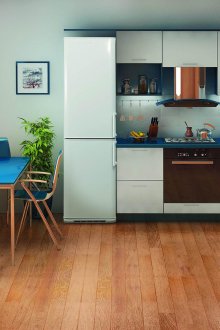 Линейната подредба на хладилника в кухнята