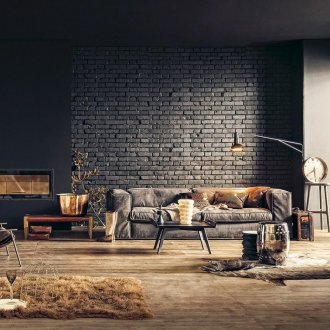 Living room with large loft windows