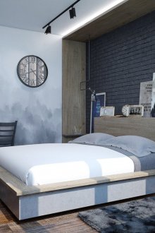 Loft bedroom in soothing colors