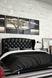 Black and white loft bedroom