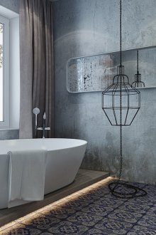 Loft-style bathroom with concrete walls