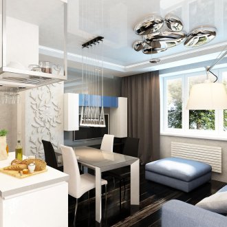 Малка лъскава кухня с остров