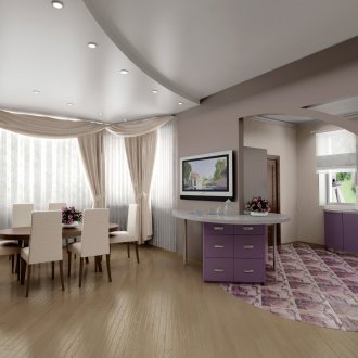 Сив матов таван за разтягане в кухнята