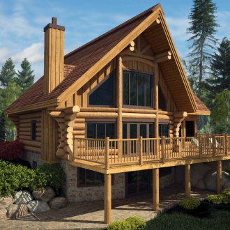 Проект на дървена къща с паркинг