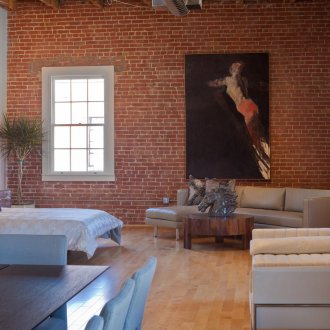 Loft style bedroom interior