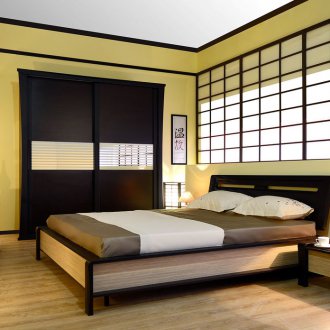 Dada warna wenge di dalam bilik tidur