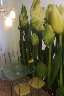 Флорални 3d тапети в кухнята