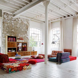 Loft style wooden ceiling