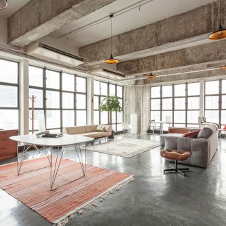 Loft style ceiling in the living room