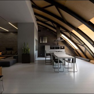 Loft-style attic ceiling