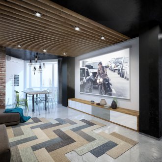 Stucco on the ceiling in the loft style