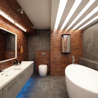 Loft style ceiling in the bathroom