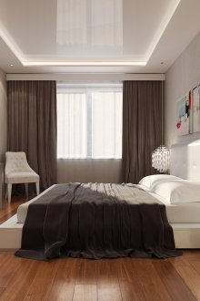 Siling siling dengan lampu latar di dalam bilik tidur