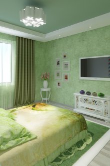 Siling hijau digantung di dalam bilik tidur