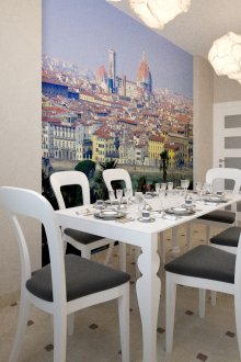 3d тапет с изображението на града в кухнята