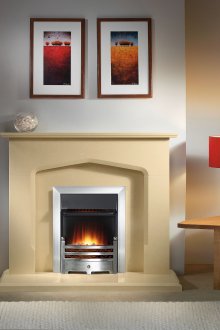 Бежова камина в контрастен дизайн на стаята