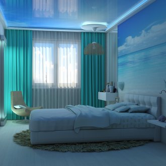 Син таван в спалнята