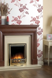 Вградена камина върху флорална стърчаща стена