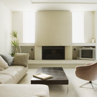 Екологична камина в интериора на хола