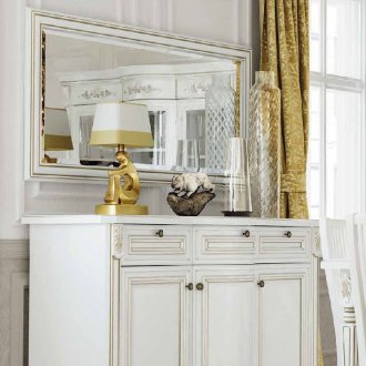 Dresser with a mirror in the living room