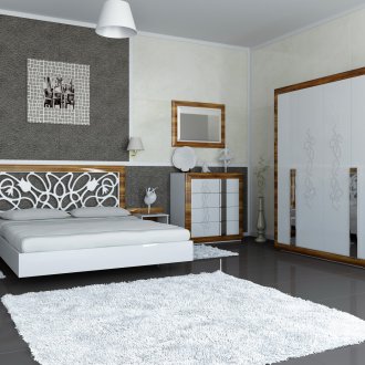 Glossy bedroom with chest of drawers
