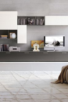 Модулни лъскави мебели в хола